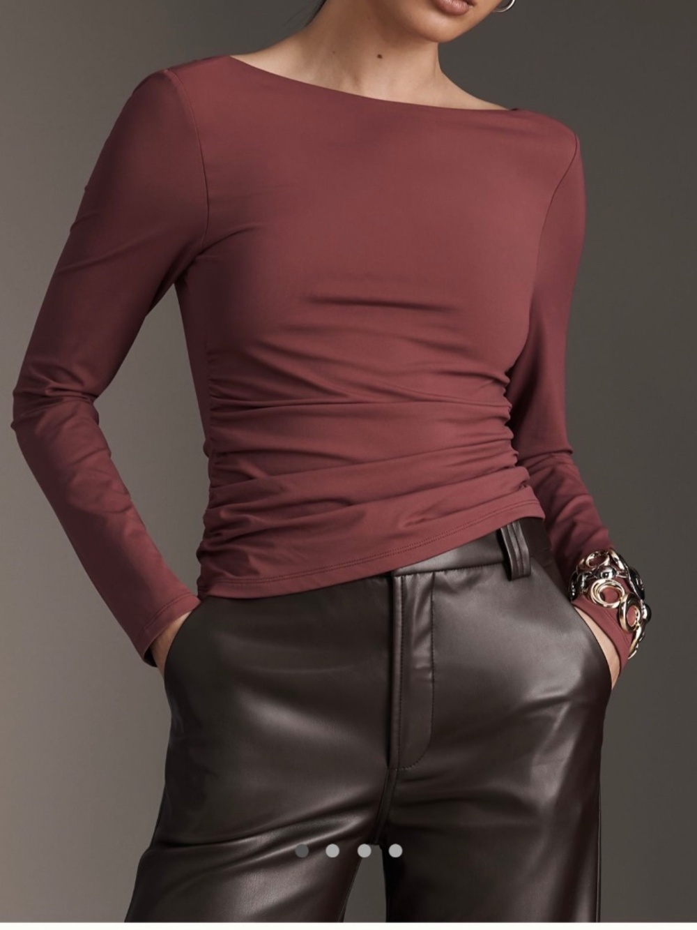 By Anthropologie Scoop-Back Long-Sleeve Top, Size M